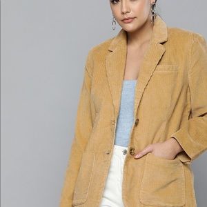 Levis Women Khaki Autumn Iced Coffee Single Breasted Corduroy Blazer, Large